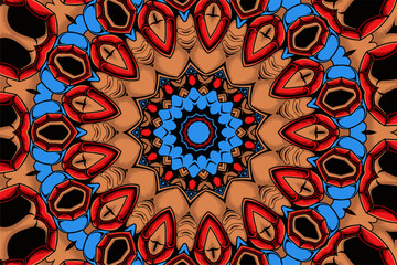 Vector seamless doodle pattern colorful ethnic tribal geometric psychedelic folkloric style print art mandala background