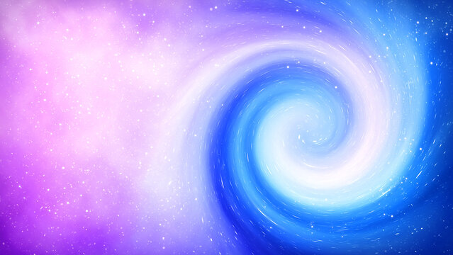 Abstract background of a glowing energy swirl in the universe in blue and lilac tones. Digital illustration