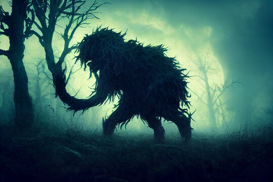 halloween hulking hairy monster digital illustration, generative ai
