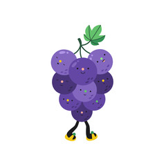 Cute cartoon grape illustration on a white background.