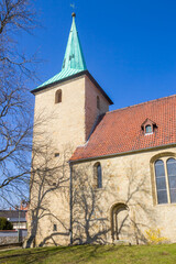 Fototapeta na wymiar Tower of the historic Walpurgis church in Helmstedt, Germany