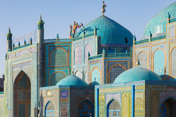 Blue Mosque in Mazar-i-Sharif (Mazar-e Sharif), built by the Timurid in the 15th century, also...