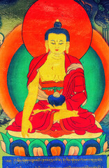 Obraz na płótnie Canvas Buddhist wall paintings at Tashilhunpo (Tashilunpo) monastery, Shigatse