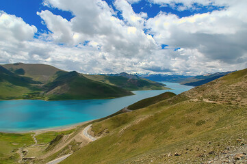 Yamdrok Lake along Friendship Highway, Tibet, Asia