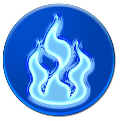 Blue fire icon isolated over transparent background