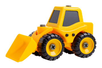 Kids background. Cute colorful background. Tractor car toy yellow in cartoon style on yellow background 