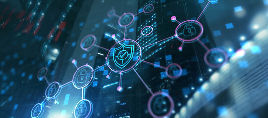 Cyber Security Data Protection Concept on City Background