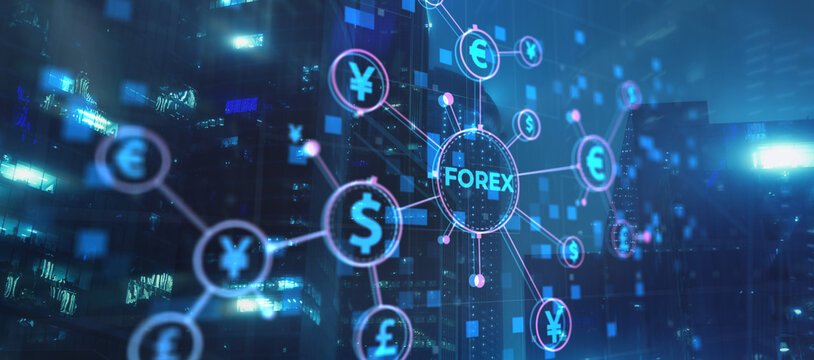 Forex Market Investment Trading Concept on modern city background