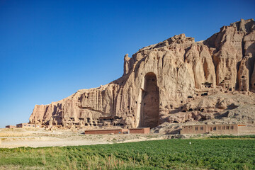 Afghanistan, Bamiyan (Bamian or Bamyan), cultural landscape and archeological remains of the valley, UNESCO World Heritage site, view inside an empty niche where a Buddha statue was destroyed