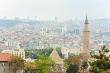 Obraz premium Ankara skyline with major monumental buildings including Kocatepe Mosque - Ankara, Turkey