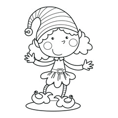 Cute elf girl, Christmas clipart