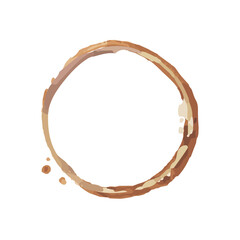 Round shaped coffee cup stain isolated on white