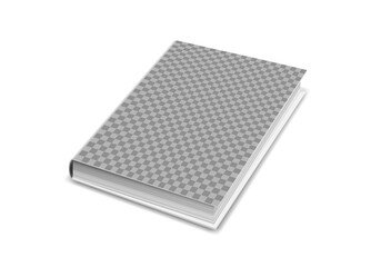 Book cover mock-up with transparent cover place in perspective on white