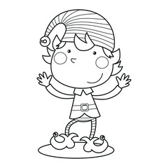 Funny elf boy, Christmas clipart