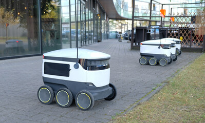 Autonomous delivery robot on Tallinn, Estonia. Estonian company developing autonomous delivery...