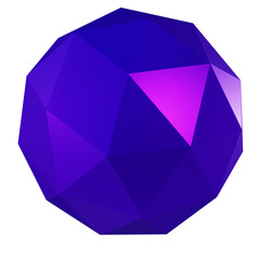 3d gradient matt purple ico sphere png element.