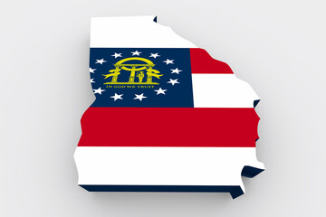 Georgia GA State Flag Map Background 3d Illustration - obrazy, fototapety, plakaty
