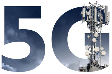 Transmitter in 5G network symbol	