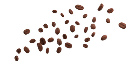 coffee beans isolated on transparent background.