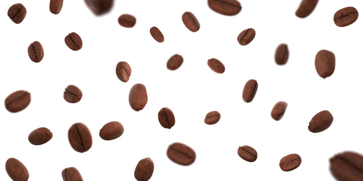 coffee beans isolated on transparent background.
