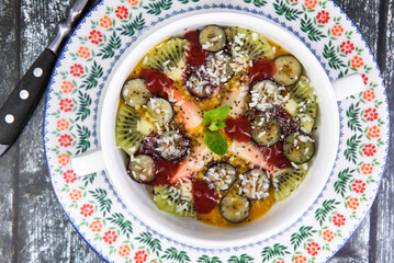 berries and fruits with yogurt