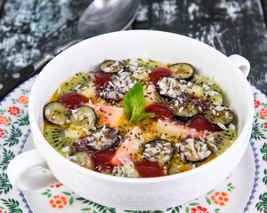 berries and fruits with yogurt