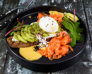 breakfast egg salmon and bread