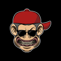 illustration of a cool monkey with red hat