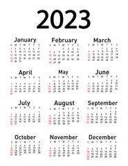 Calendar for 2023 vector illustration