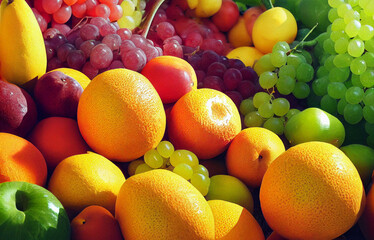 Naklejka na ściany i meble Fresh fruits. Healthy eating concept.