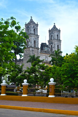
San Gervasio cathedral facade in Valladolid in Mexico