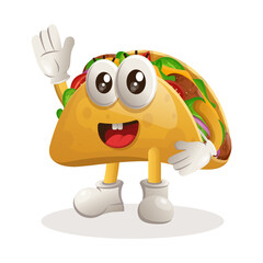 Cute taco mascot waving hand © Triyanto