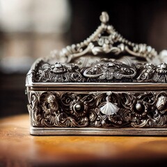 Antike Silber Schmuckschatulle mit aufwendiger Verzierung