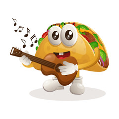 Cute taco mascot playing guitar