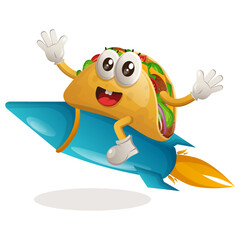 Cute taco flying on rocket