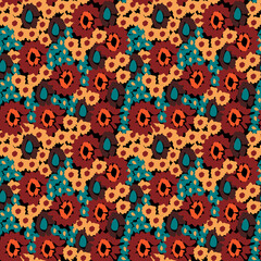 Seamless texture with hand drawn flowers, raster version. Elegant template for fashion prints, backgrounds, surface decoration and more	