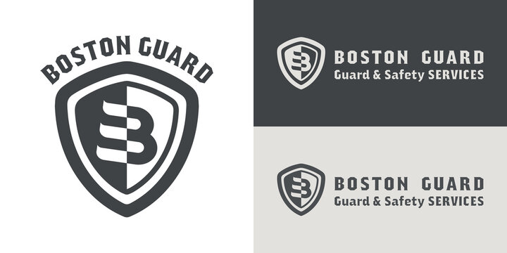 Boston guard and security service logo b logo shield logo