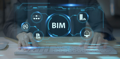 BIM Building Information Modeling.  Industry construction, from start to finish. Working and...