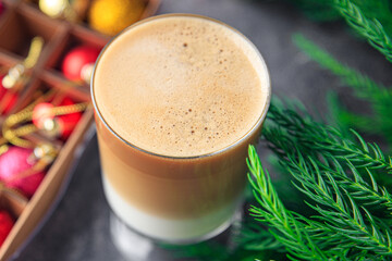 christmas drink cappuccino hot coffee New Year sweet dessert home holiday atmosphere meal food...