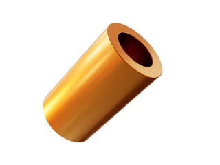 3d shape cylinder with a hole inside gold color. Metal simple figure for your design on isolated background. 3d rendering illustration
