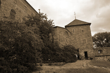 Akershus Fortress is a medieval fortress that was built to protect Oslo.,Norway
