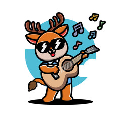 Cute deer playing guitar