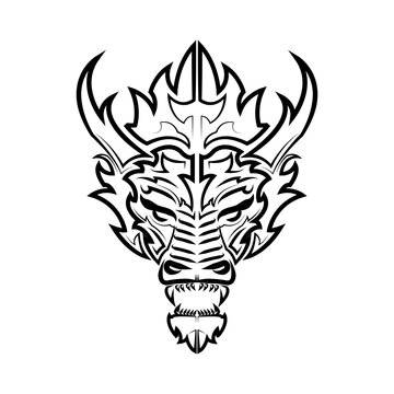 Line art vector of A dragon head. Can be used to make a logo Or decorative items