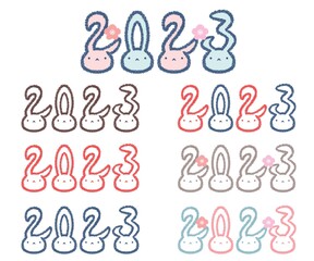 ウサギ顔文字セット