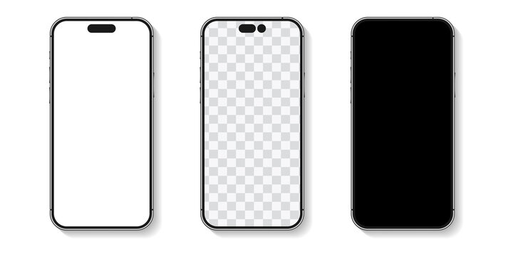 Realistic templates of iphone 14 smartphone. Vector phone mockup set.