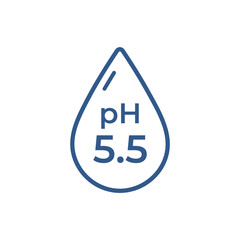 PH 5.5 ph icon, neutral balance skin, thin line web symbol on white background vector illustration. Water ph. pH icon	
