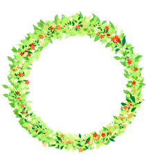 Cute and elegant floral round frames. Plant circle badges and emblems. Summer, autumn and spring wreaths. Wedding invitation. decorative elements.