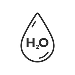 H2O Water drop vector icon water icon line art design. Aqua symbol. Water icon. Water formula