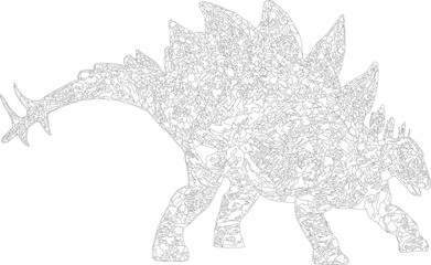Vector illustration to draw mandala style stegosaurus
