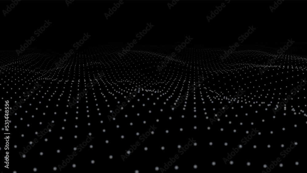 Poster wave of particles. abstract background with a dynamic wave. big data. vector illustration.